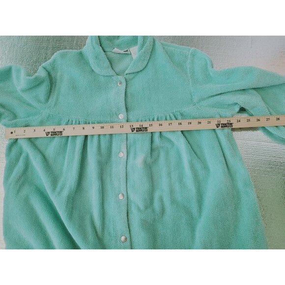 Vintage National Womens Snap-Front Mint Green Terrycloth Robe Size L Midi - Picture 9 of 13